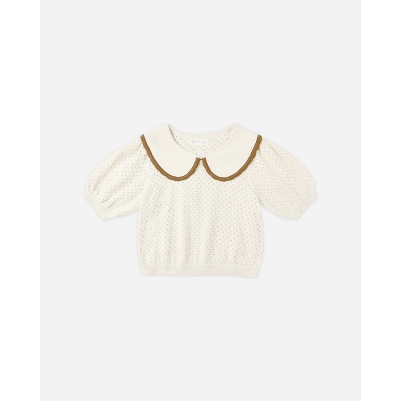 Pointelle Collared Top || Natural