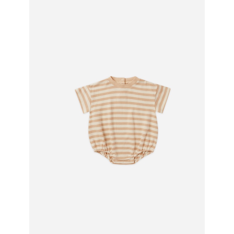 Relaxed Bubble Romper || Apricot Stripe