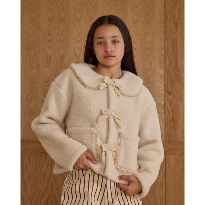 Shearling Collared Coat || Natural Teen