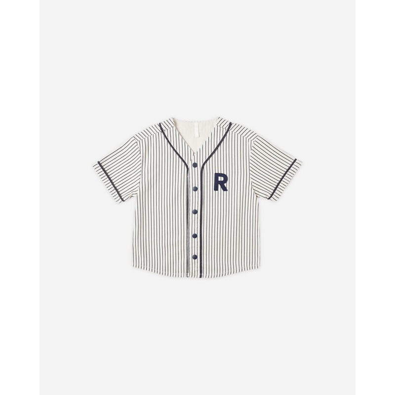 Baseball Shirt || Navy Pinstripe