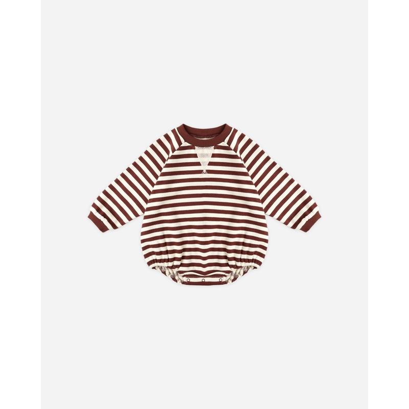 Crewneck Romper || Burgundy Stripe