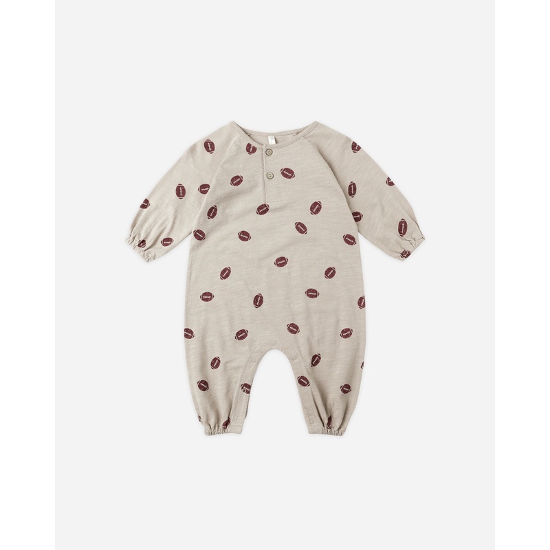 Henley Jumpsuit || Football|0-3M|3-6M|6-12M|12-18M|18-24M|2-3Y