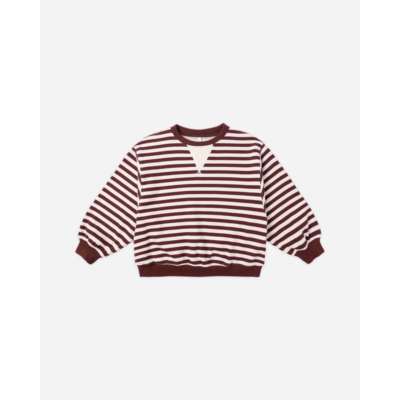 Oversized Crew || Burgundy Stripe
