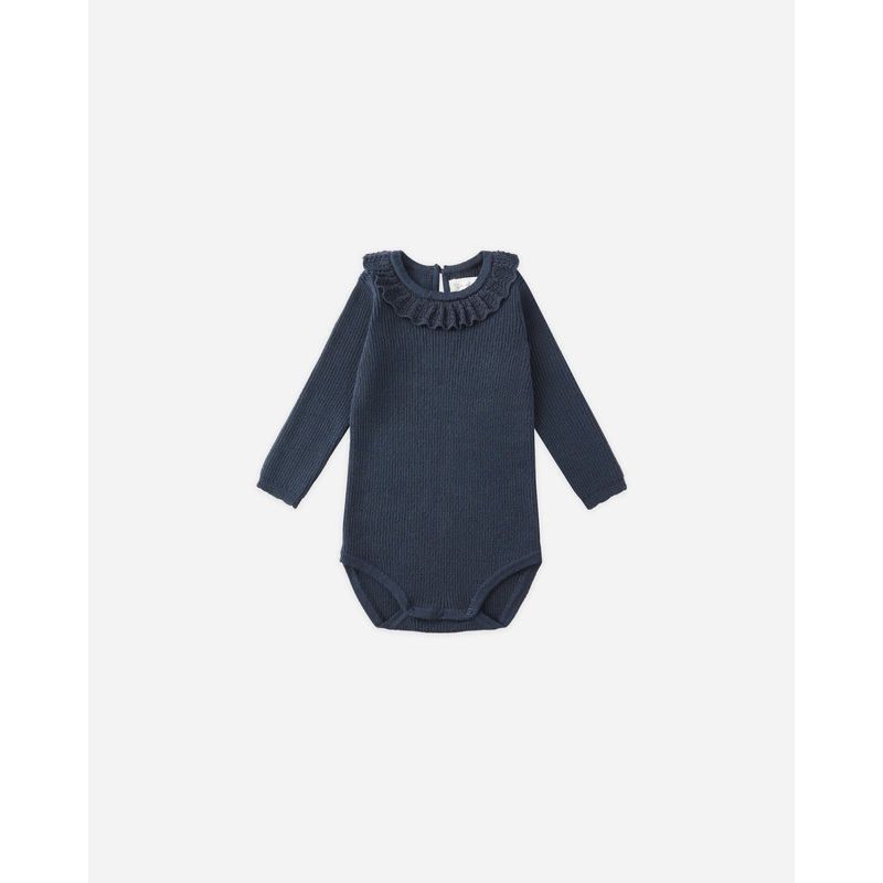 Ruffle Collar Bodysuit || Navy