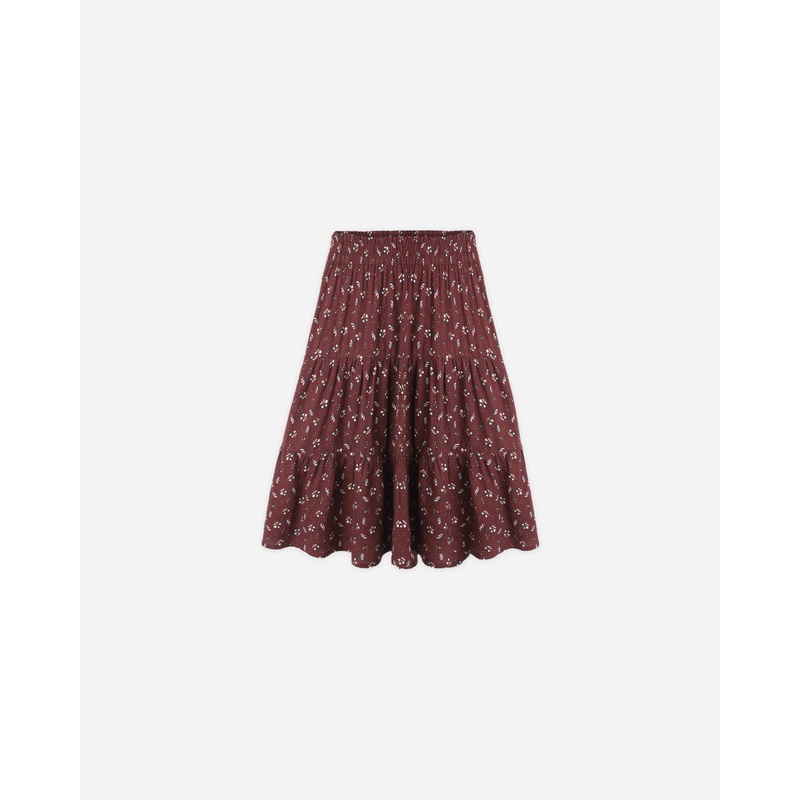 Ruffle Tiered Midi Skirt || Harvest Berry