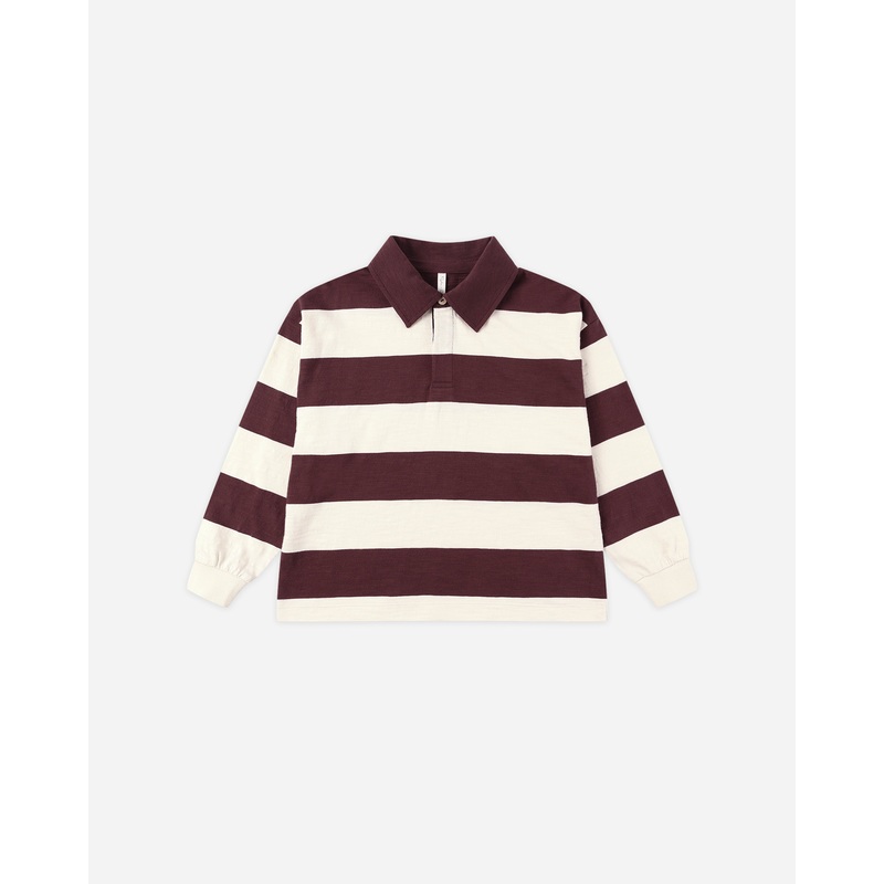 Rugby Polo || Burgundy Stripe|2-3Y|4-5Y|6-7Y|8-9Y