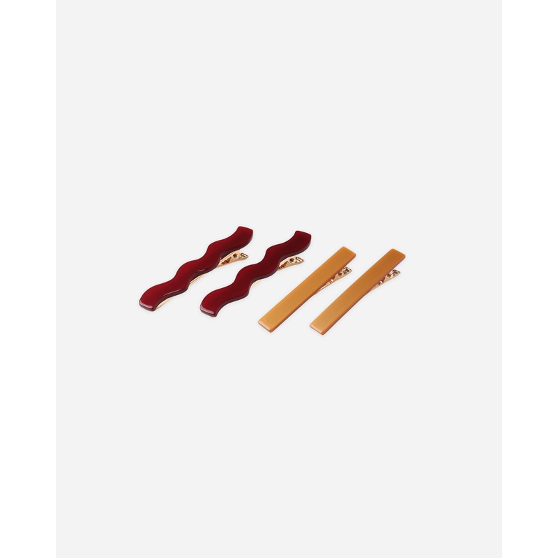 Wavy Clip Set | Burgundy, Golden