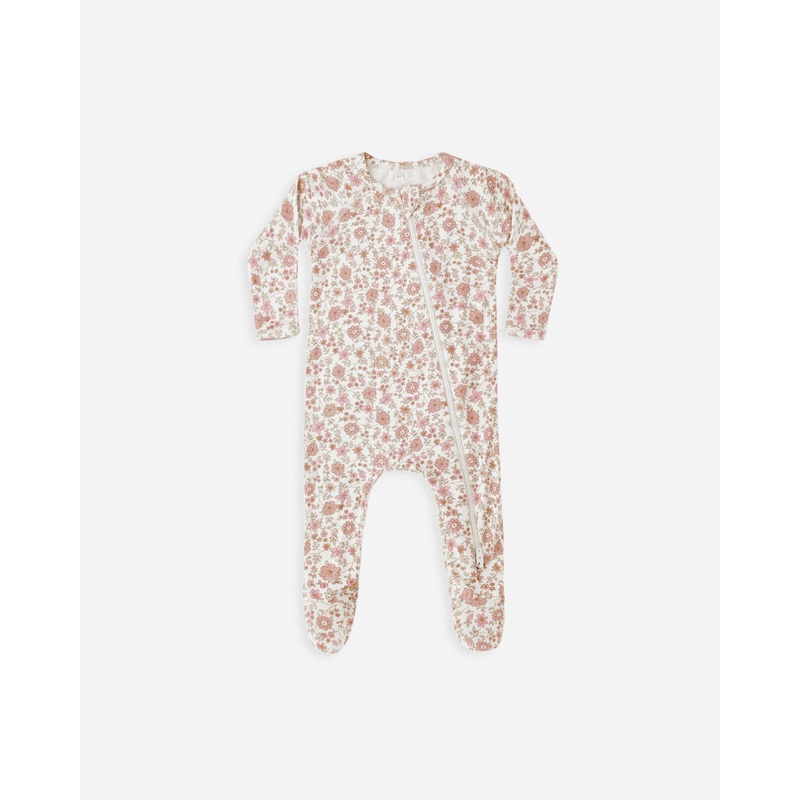 Bamboo Zip Footie || Bloom|0-3M|3-6M|6-12M|12-18M|NB