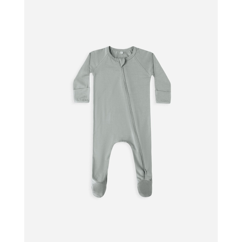 Bamboo Zip Footie || Steel Blue