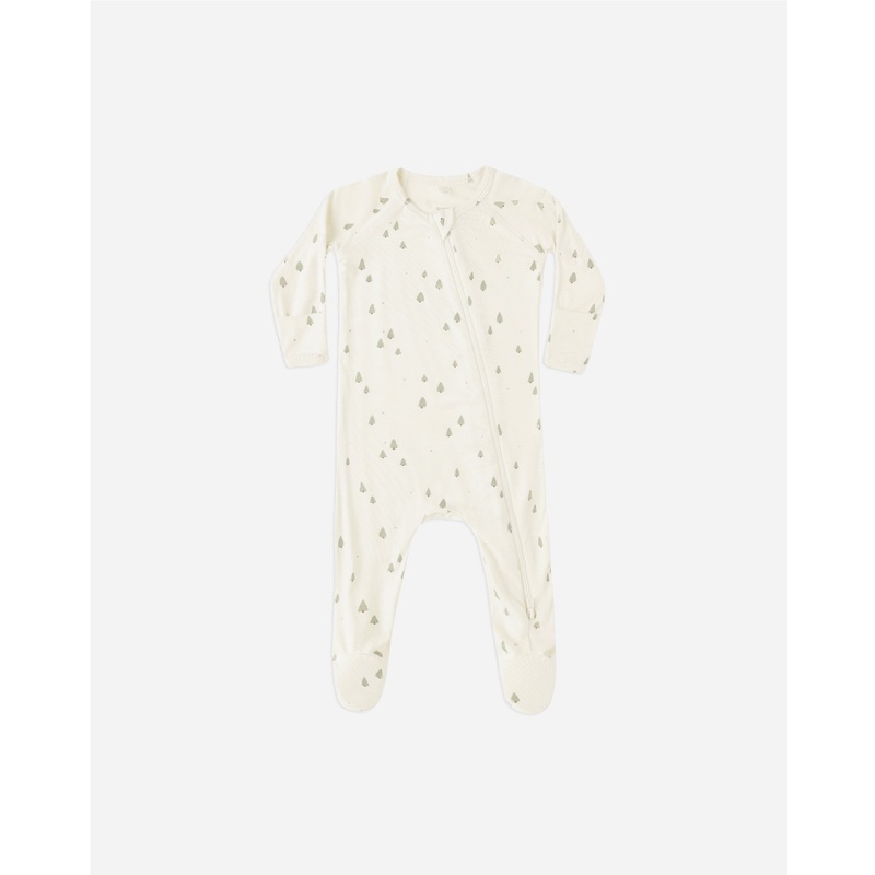 Bamboo Zip Footie || Trees|0-3M|3-6M|6-12M|12-18M|NB