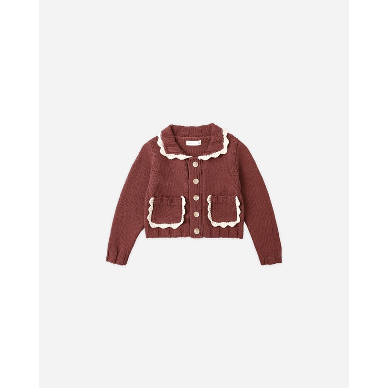Collared Cardigan || Burgundy|6-12M|12-18M|18-24M|2-3Y|4-5Y|6-7Y|8-9Y