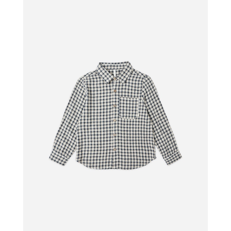 Collared Long Sleeve Shirt || Navy Check