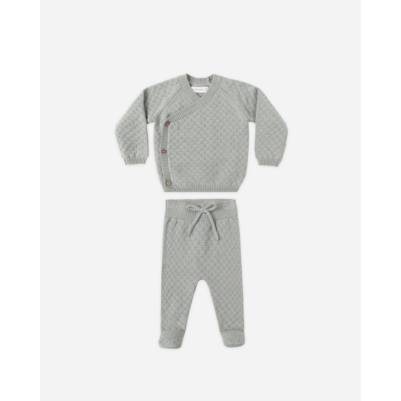 Knit Wrap Top + Pant Set || Steel Blue