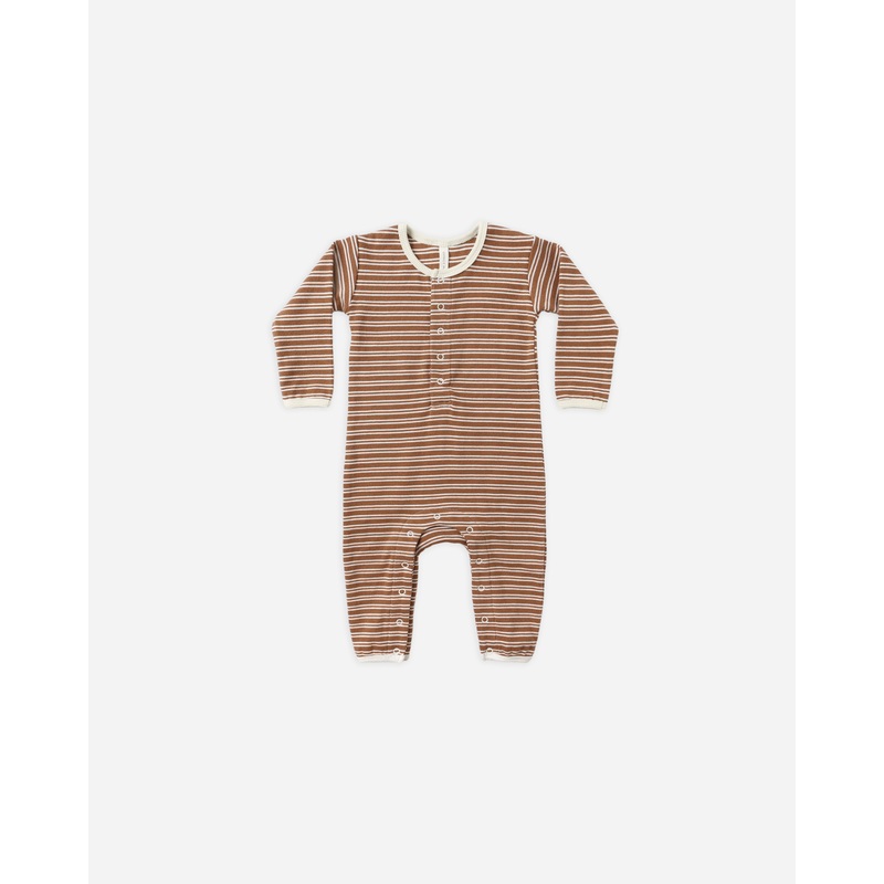 Ribbed Baby Jumpsuit || Cedar Micro Stripe