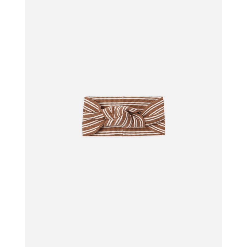Ribbed Knotted Headband || Cedar Micro Stripe