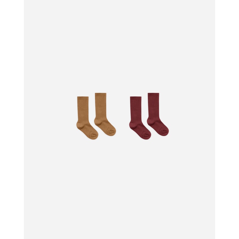 Ribbed Socks | Golden, Burgundy