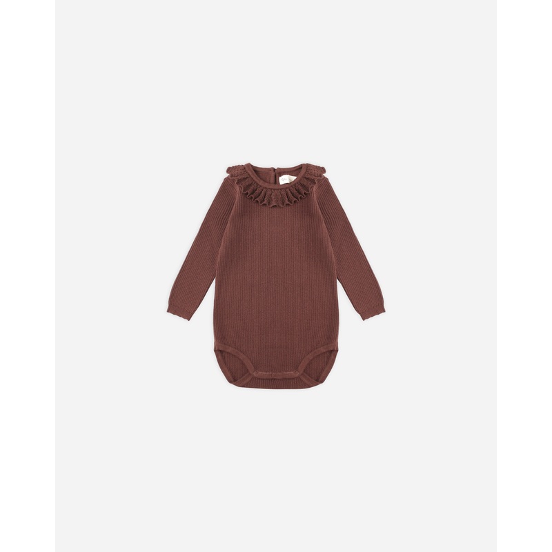 Ruffle Collar Bodysuit || Burgundy