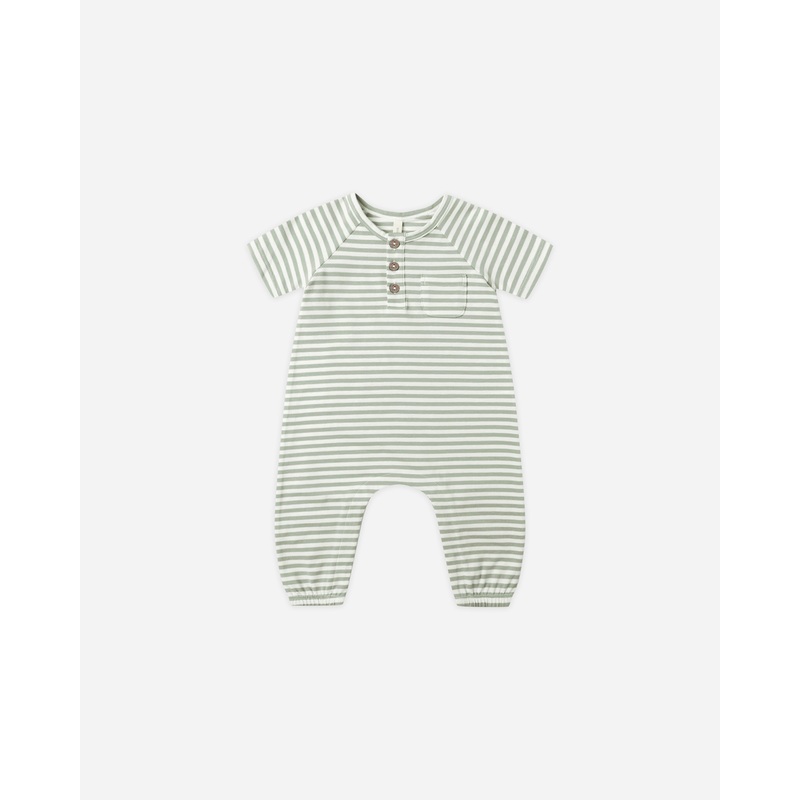 Short Sleeve Jumpsuit || Fern Stripe