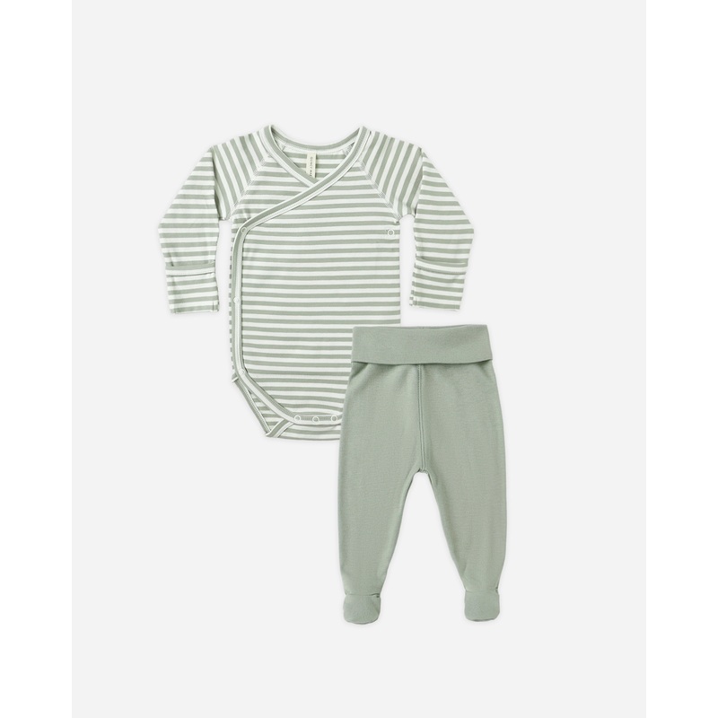 Side Snap Bodysuit + Pant Set || Fern Stripe