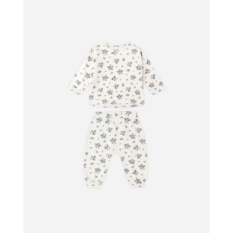 Tee + Pant Set || Blue Floral|Color|0-3M|3-6M|6-12M|12-18M|18-24M|2-3Y