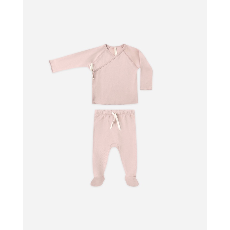 Wrap Top + Footed Pant Set || Rose