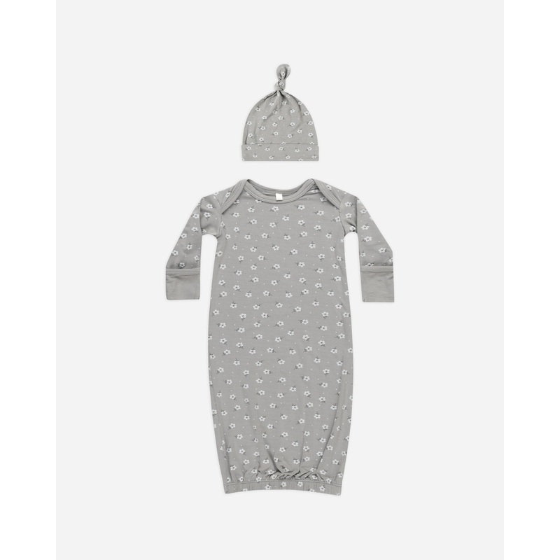 Bamboo Baby Gown + Hat Set || Blue Ditsy