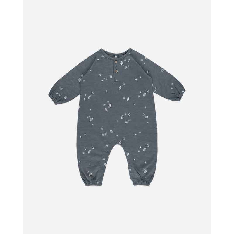 Henley Jumpsuit || Paisley|Color|0-3M|3-6M|6-12M|12-18M|18-24M|2-3Y