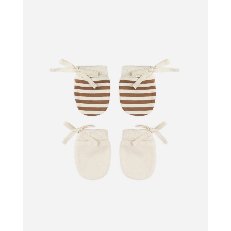 No Scratch Mittens, Set Of 2 || Cinnamon Stripe, Natural