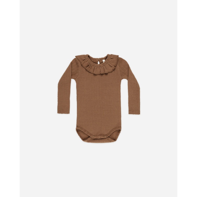 Ruffle Collar Bodysuit || Saddle