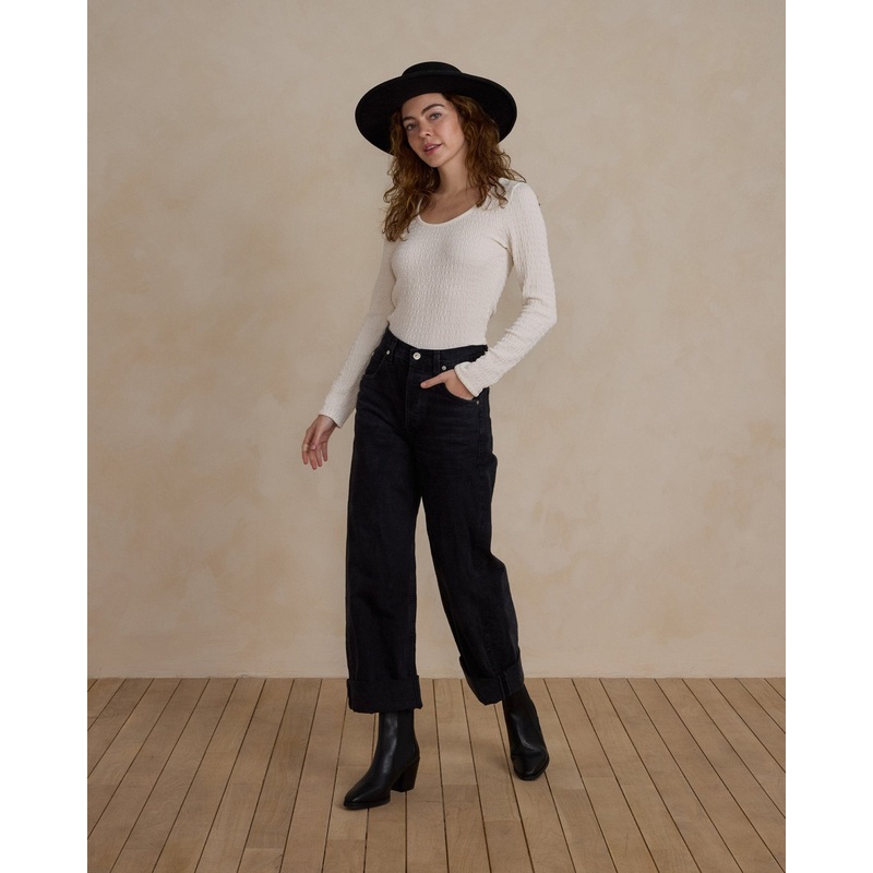 Textured Long Sleeve Tee | Ivory
