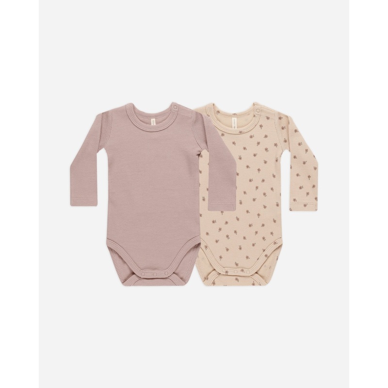 Waffle Bodysuit, 2 Pack || Mauve, Blossom