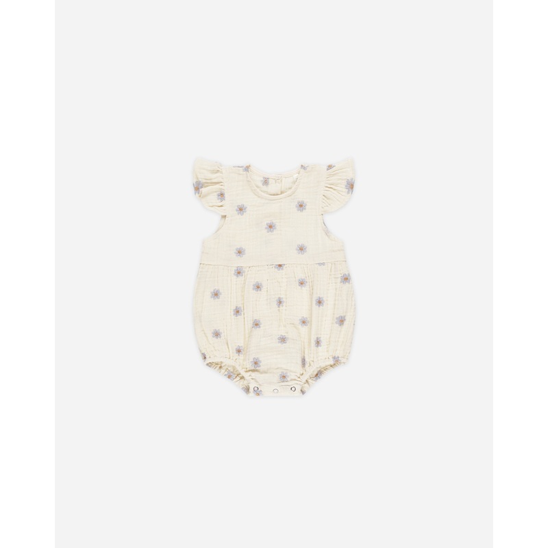Amelia Romper || Blue Daisies|0-3M|3-6M|6-12M|12-18M|18-24M|2-3Y