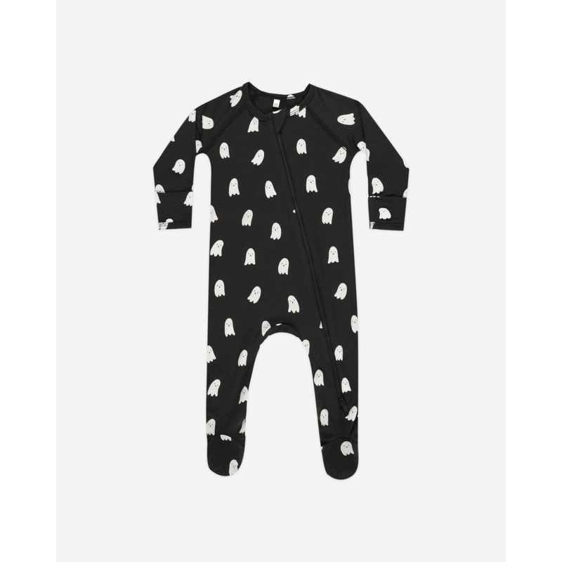 Bamboo Zip Footie || Ghosts|Color|0-3M|3-6M|6-12M|12-18M|NB
