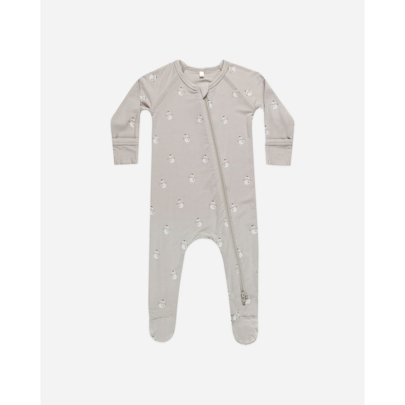 Bamboo Zip Footie || Snowmen|Color|0-3M|3-6M|6-12M|12-18M|NB