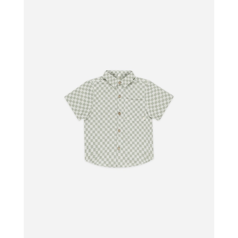 Collared Short Sleeve Shirt || Sage Check
