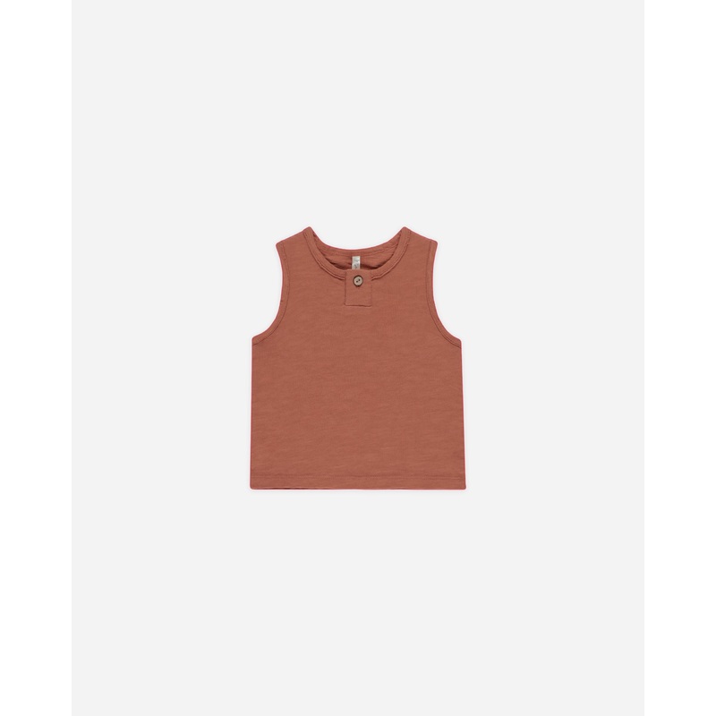 Jersey Button Tank || Poppy|0-3M|3-6M|6-12M|12-18M|18-24M|2-3Y|4-5Y|6-7Y