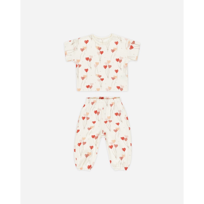 Jersey Tee + Pant Set || Heart Balloons