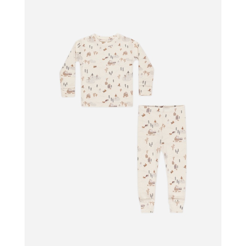 Organic Long Sleeve Pajama Set || Winter Town