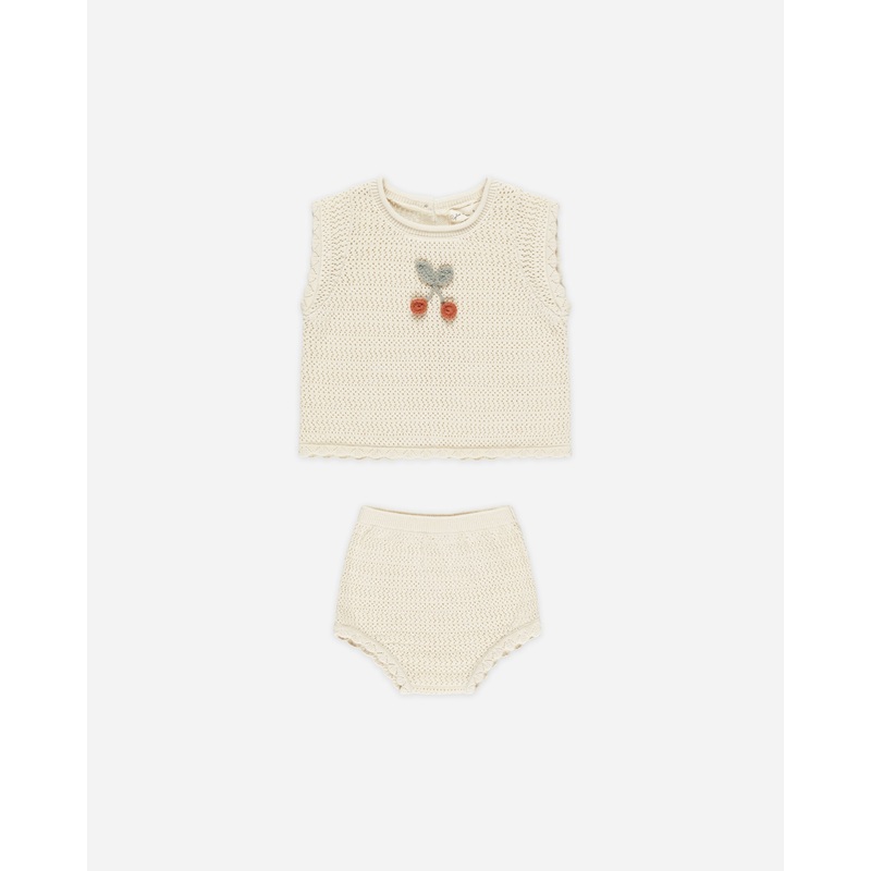 Scallop Knit Baby Set || Cherry