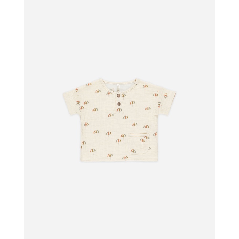 Woven Henley Tee || Umbrellas|3-6M|6-12M|12-18M|18-24M|2-3Y|4-5Y