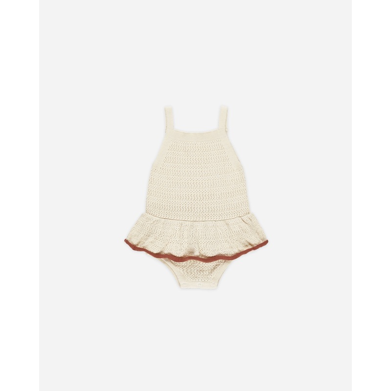 Crochet Ruffle Romper || Natural