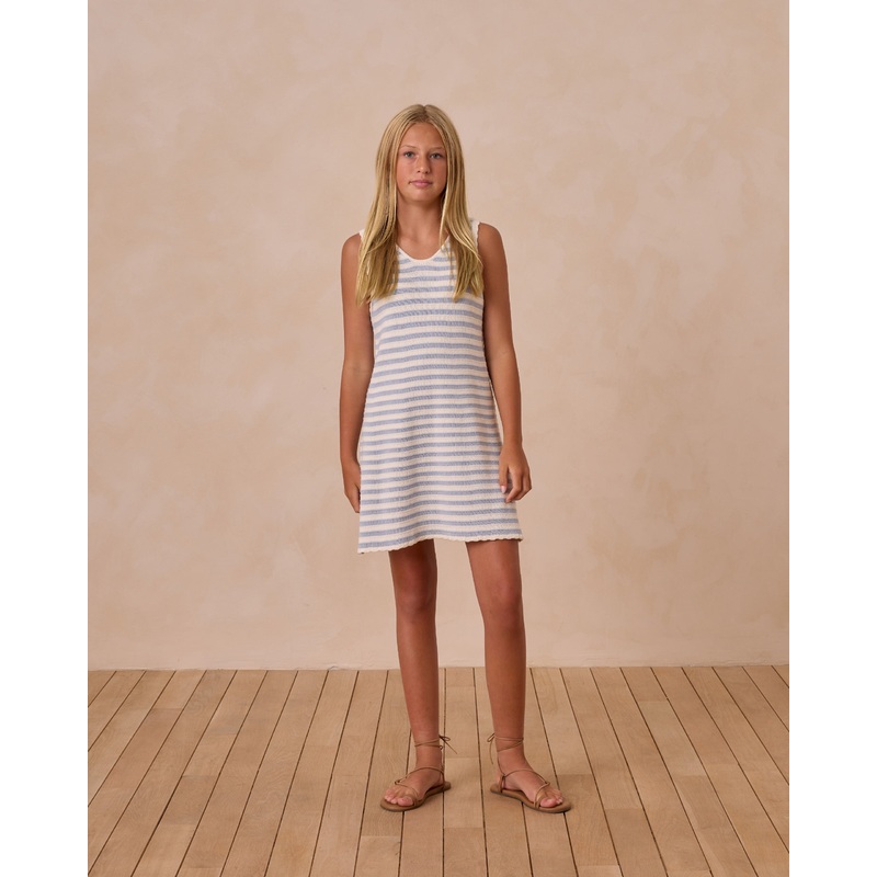 Crochet Tank Mini Dress || Blue Stripe**