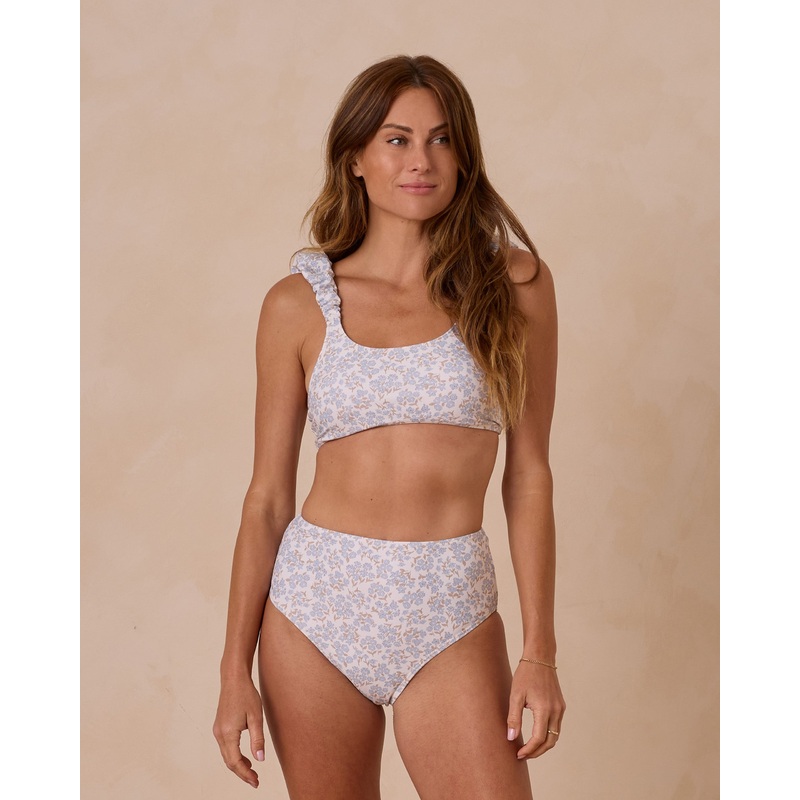 Scrunch Bikini Top | Blue Ditsy