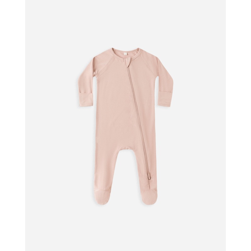 Bamboo Zip Footie || Rose|0-3M|3-6M|6-12M|12-18M|NB