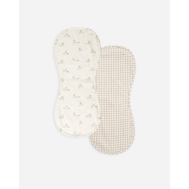 Burp Cloth, 2 Pack  || Bunnies, Cedar Check