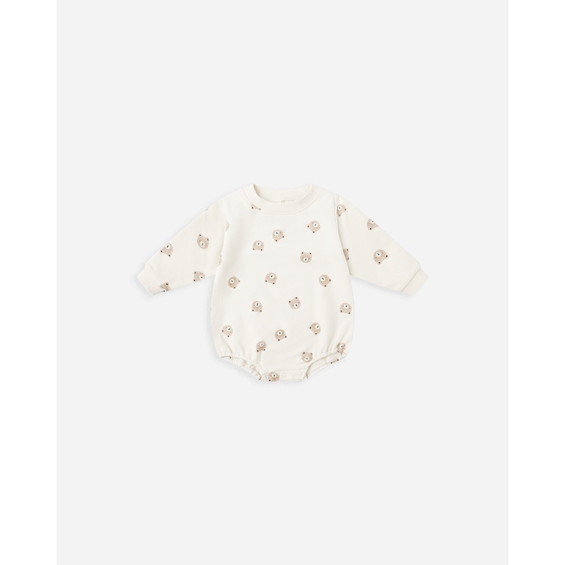 Crewneck Bubble Romper || Brown Bear