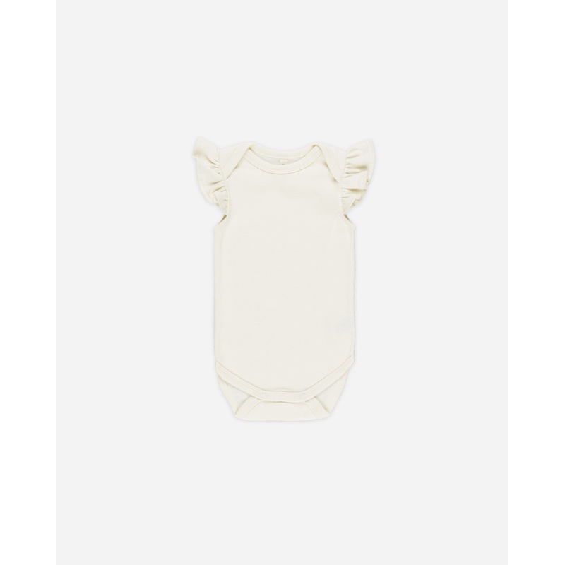 -Flutter Sleeve Bodysuit || Ivory-