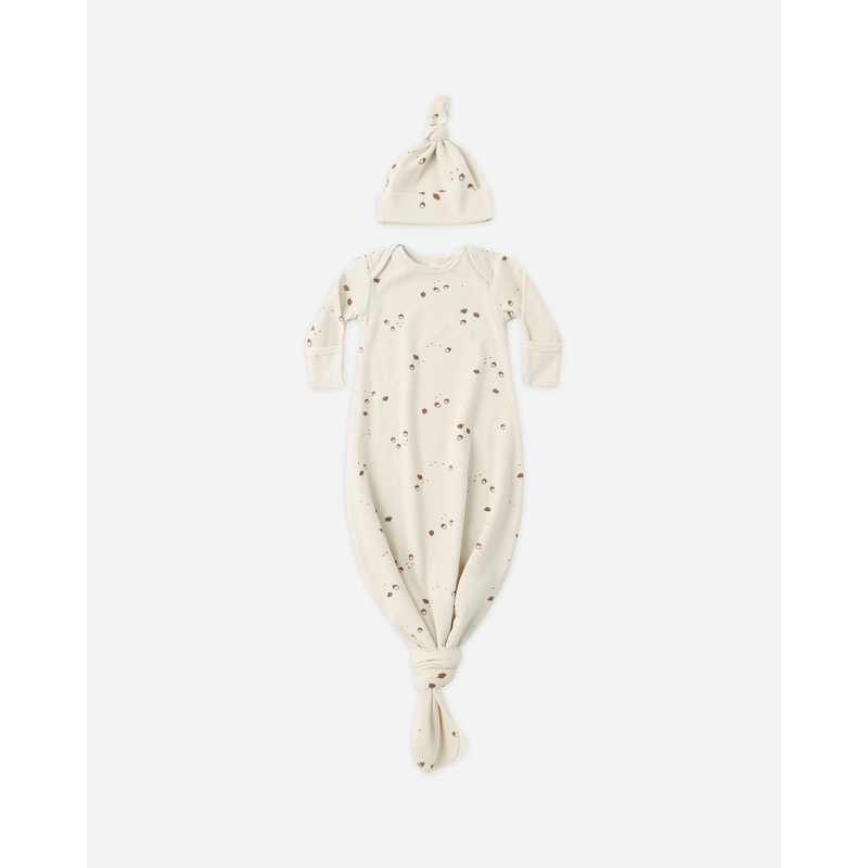 Knotted Baby Gown + Hat Set || Acorns