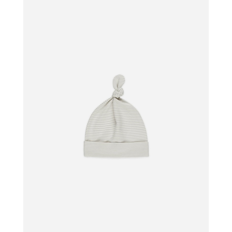 -Knotted Baby Hat || Sky Micro Stripe-