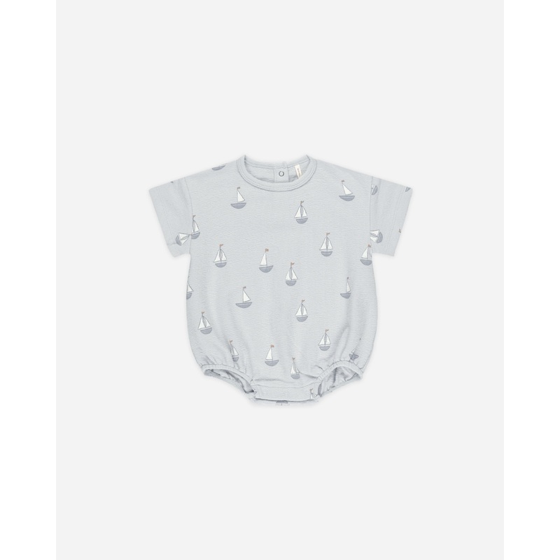 -Relaxed Short Sleeve Bubble Romper || Sailboats-